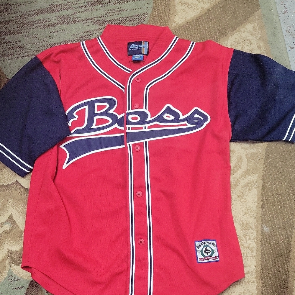 Boss Kids Red and Navy Baseball Jersey
